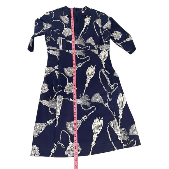 Lilly Pulitzer Joanie Sheath Dress Navy Blue Size Small Nautical Tassels Rope - Picture 12 of 16